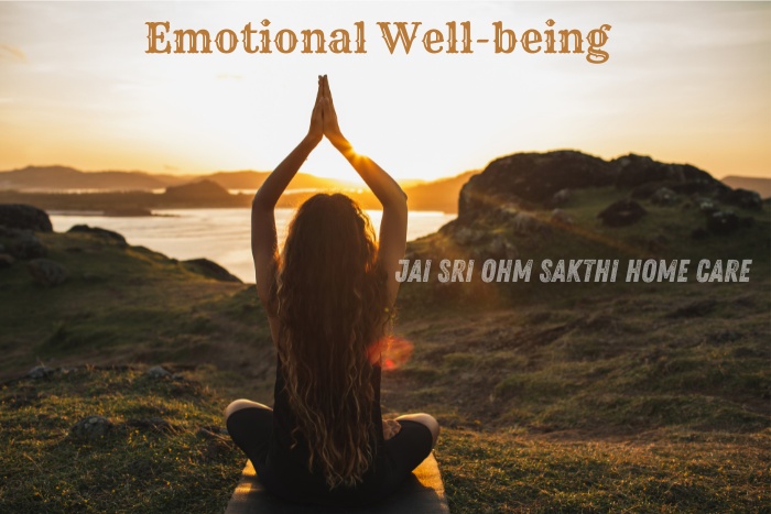 A serene scene featuring a woman practicing yoga at sunrise, symbolizing emotional well-being. Jai Sri Ohm Sakthi Home Care in Coimbatore emphasizes holistic care, including mental and emotional support, to enhance the overall quality of life for our clients